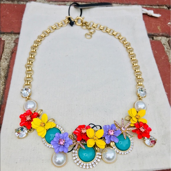 J. Crew Tropical Bloom Statement Necklace NWT - Picture 7 of 7